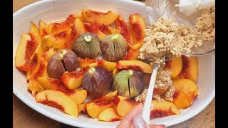 Warm baked fruit dessert with vanilla ice cream, it's hard to stop eating #dessert #oatmeal