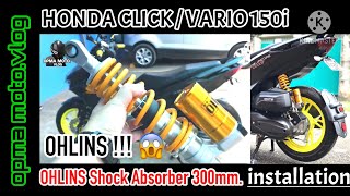 Change Rear Shock | OHLINS HO-545 | Shock Absorber 300mm | installation | Honda Click / Vario 150i