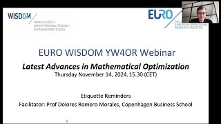 EURO WISDOM YW4OR Webinar on Latest Advances in Mathematical Optimization, November 14, 2024