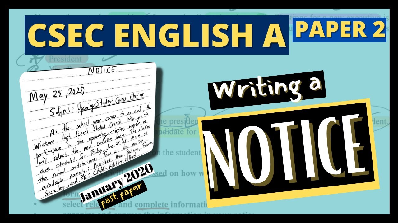 CSEC English A Paper 2: Writing A Notice (Expository Writing) - YouTube