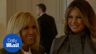 Brigitte Macron welcomes Melania Trump to Versailles Palace