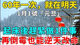 60年一次，就在明天！1月1號「元旦」，起床後趕緊去做1件事，再倒霉也能逆天改命！【禪意】#生肖 #運勢 #風水 #財運#命理#佛教 #人生感悟