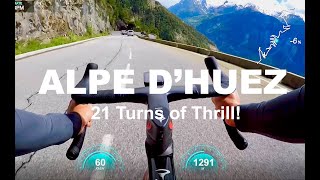 EPIC Descent: Alpe d'Huez 21 Hairpins non-stop | A couple Close Calls. #france #alpedhuez #cycling