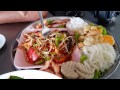 ส้มตำถาดปูปลาร้า ไก่ย่างขึ้นชื่อ ร้านสมนึกไก่ย่างทางเข้าวัดไร่ขิง papaya salad and grill chicken