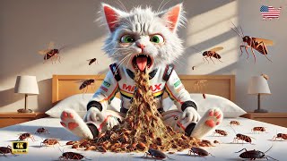 Kitten Eats Dirty Chicken 🍗 in Miami 🌴 and Throws Up Cockroaches! 😿#cat #ai #catlover #catvideos