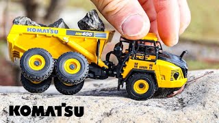 【働くクルマ】KOMATSU HM400 ARTICULATED DUMP TRUCK vs HD325 DUMP TRUCK コマツ　アーティキュレート　ダンプカー miniature ミニカー