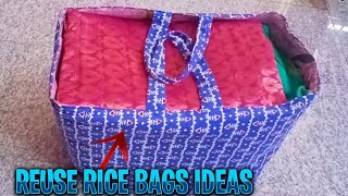 REUSE RICE BAGS WITH WASTE CLOTHS / அரிசி பை வைத்து சூப்பர் பை செய்யலாம்