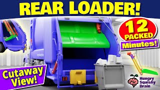 Rear Loader Garbage Truck with Cutaway View in Our Warehouse!