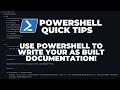 PowerShell Quick Tips : Using PowerShell to write your As Built Documentation