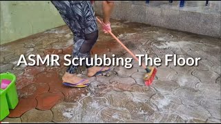 ASMR Cleaning and Scrubbing The concrete no talking with bristle brush 🧹, relaxing sound 💤