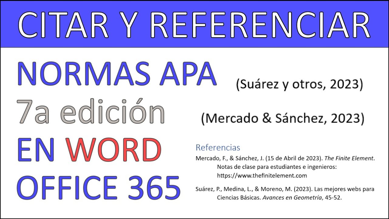 Cómo Citar Y Referenciar En Word Con Normas APA 7a (séptima) Edición ...