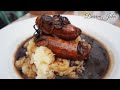 Sausage, Mash and Onion Gravy in a London Pub