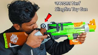 Nerf Zombie Strike SlingFire Lever Action Blasting Toy Gun Unboxing & Testing - Chatpat toy tv