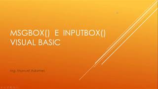 MSGBOX E INPUTBOX