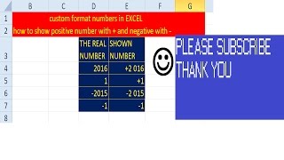 EXCEL tip custom number format how to show positive with plus and negative with minus