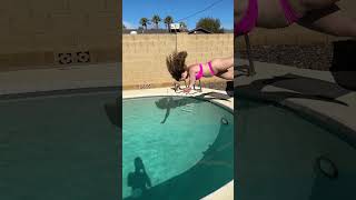 Running Jump Dive into Freezing Cold Arizona Swimming Pool #shorts