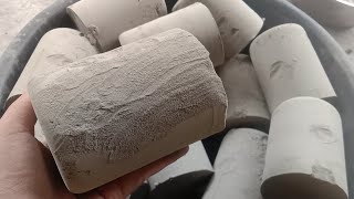 Fresh pure cement cylinders soft dusty silky melting 🤤 crumbling 😍|satisfying video|Asmr puppys