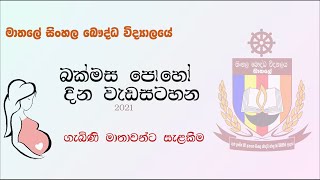 ගැබිණි මාතාවන්ට සැලකීම (බොදු විදුහල් බක් පෝය වැඩසටහන)