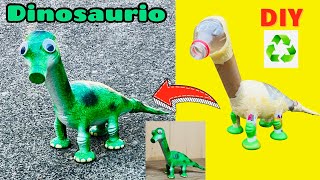 Cómo hacer un DINOSAURIO con botellas y cartón paso a paso || Manualidades de reciclaje