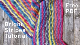 Make Bright Striped DK Weight Crochet Blanket Pattern Mandala Yarn Double Crochet