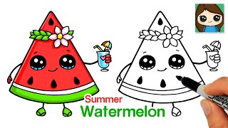 How to Draw a Cute Watermelon 🍉 Summer Art Series #14