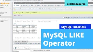 MySQL Like Operator - MySQL Tutorials | Letsfindcourse