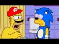 Bart hits Homer with a chair, but it’s Text-to-Speech Mario & Sonic.