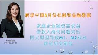 小鹿看财经6月14日：5月受超长期特别国债发行加速影响，社融恢复正值，但家庭和企业端贷款需求继续走弱，借款人消失问题突出，同时M1、M2增速双双创下历史新低，货币政策近乎失效