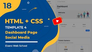 [Arabic] HTML \u0026 CSS Template Four 2022 #18 - Dashboard Page - Social Media