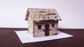 Newspaper Crafts || how to make a paper house very easy