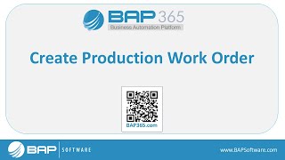 BAP365 Tutorial: Create Work Order