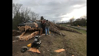 Watch: Louisiana crews assemble massive wooden alligator for Christmas bonfire