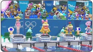 Mario & Sonic at the Rio 2016 Olympic Games (Wii U) - All Characters Swimming Gameplay