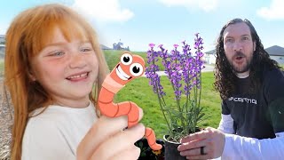 WORM FAMiLY in our Flower Neighborhood!! Adley & Dad plant Grapes, Seeds, and Fl