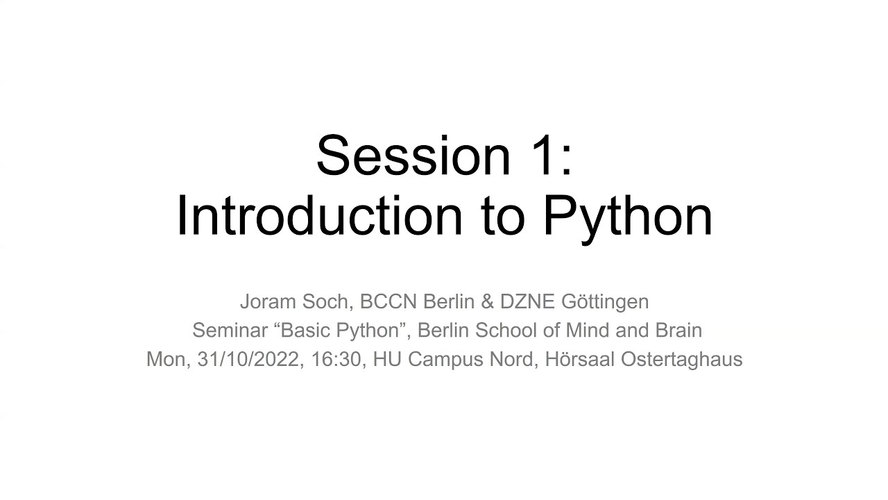 Session 1: "Introduction To Python" (Basic Python, WS 22/23) - YouTube