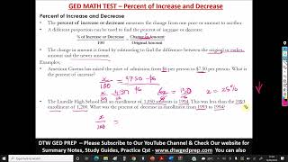 Percent Increase and Decrease Word Problems GED Math Test Crash Course