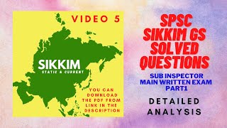 SPSC Sikkim GK Detailed Analysis Video 5 Sub Inspector Main Written Examination (Part 1)