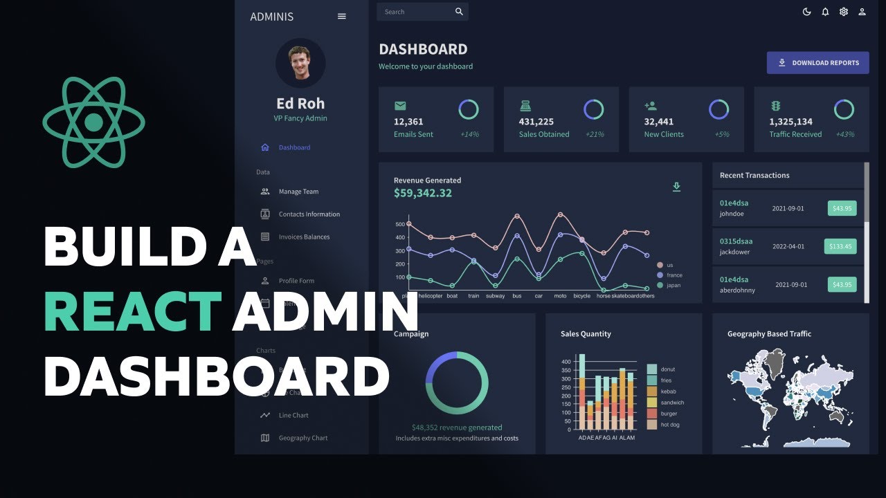 Build A COMPLETE React Admin Dashboard App | React, Material UI, Data ...