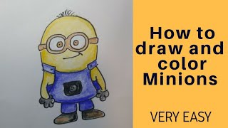 How to draw and color minion[very easy- step by step]