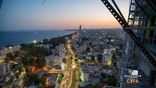 Limassol sunset Cyprus from above in timelapse.