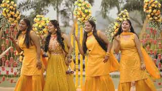 Haldi dance performance by bride and Bride's team|sister dance in haldi|song for haldi dance