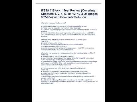 IFSTA 7 Block 1 Test Review Covering Chapters 1, 2, 4, 5, 10, 12, 13 ...