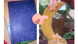 good glitter form sheet craft idea l  lindo moon showpiece making 🌙 l easy