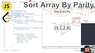 [Easy] Sort Array By Parity (leetcode #905, javascript, arrays, 2 pointers)