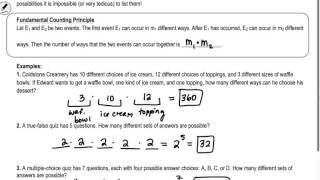Section 12.1 Algebra 2: The Counting Principle, Permutations, and Combinations