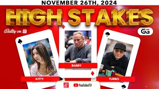 $25/$50+$50bba High Stakes Poker Live at the Commerce w/ Kitty Kuo, Barry Woods, Turbo, L and more!