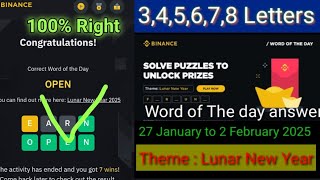 Word of The day answer binance today Theme :Lunar New Year WODL Answers Today |All Letters WOTD