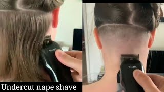 nape shave with trimmer with original sound । shoulder length haircut  with nape buzzcut