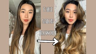 HOW TO FAKE A SALON BLOWOUT AT HOME | USING CURLING IRON | LONG HAIR