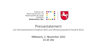 Pressestatement zur Ministerpräsidentenkonferenz am 2.11.2022 in Berlin